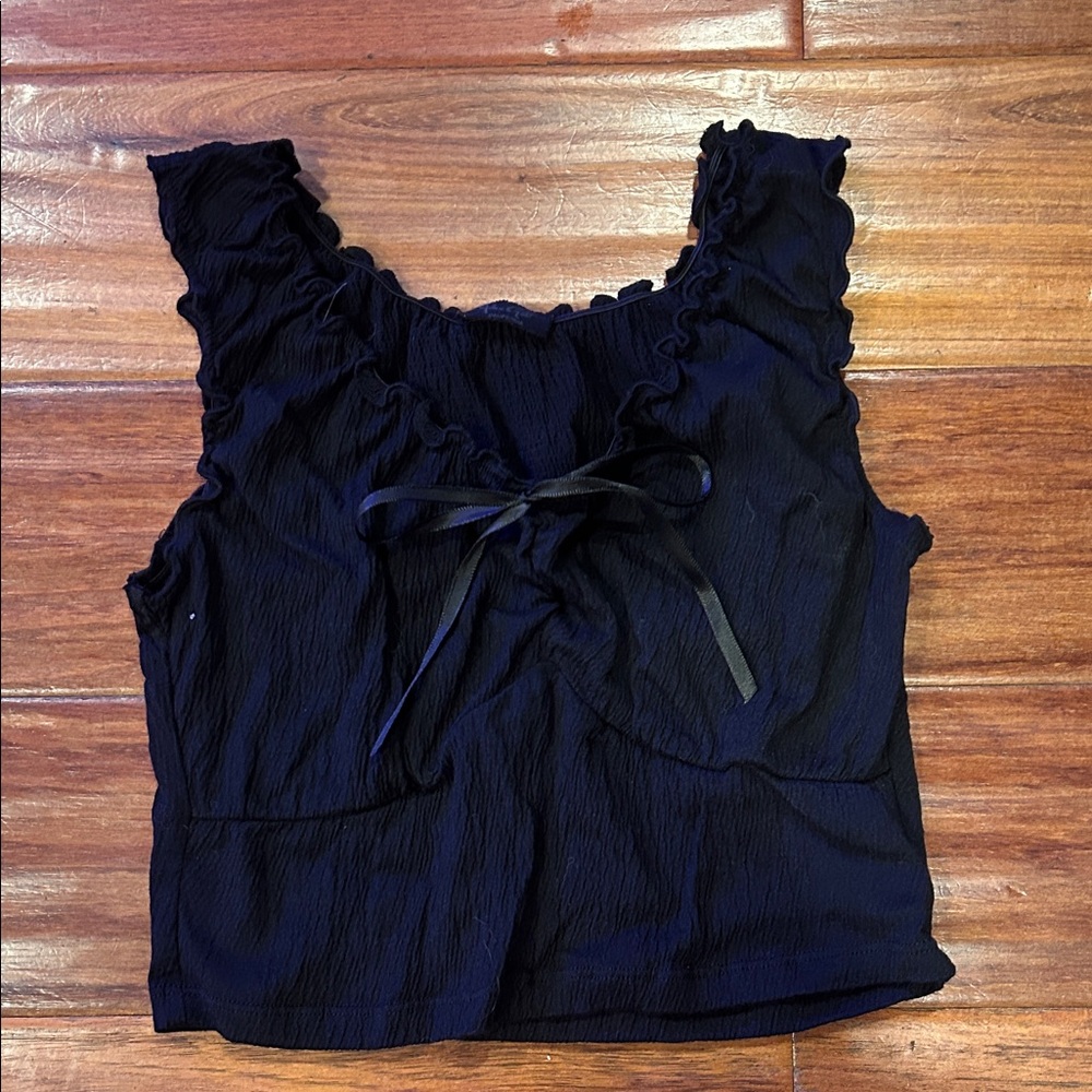 Brandy Melville Black Ruffled Blouse